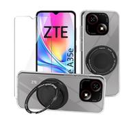 Wanglaism Custodia per ZTE Blade A35E + Supporto Giratorio 360° + Protettore Schermo in Vetro Temperato, Custodia in TPU Trasparente Antiscivolo