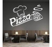 WANGLINHAO Adesivi da parete scritti a mano - Deliziosa decorazione per ristoranti a tema pizza, adatti per la decorazione di ristoranti o cucina, adesivi da parete in vinile 62 x 42 cm