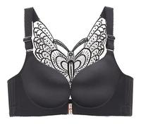 WANGPIN Donne Chiusura Frontale Bras Butterfly Beauty Back Bralette Oversize Bra-Free Bra Sexy Lingerie for Le Donne (Color : Black, Size : 105/46E)