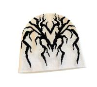 WANGQIQI Cappello Unisex Cuore-Spider-Web Jacquard Maglia Beanie, Caldo Halloween Street cap, Invernale Versatile per Indossare Ogni Giorno All'aperto