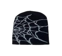 WANGQIQI Cappello Unisex Spider-Web Jacquard Maglia Beanie, Caldo Gotico Y2k Street cap, Versatile Invernale per Indossare Ogni Giorno All'aperto