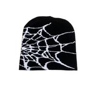 WANGQIQI Cappello Unisex Spider-Web Jacquard Maglia Beanie, Caldo Gotico Y2k Street cap, Versatile Invernale per Indossare Ogni Giorno All'aperto