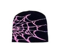 WANGQIQI Cappello Unisex Spider-Web Jacquard Maglia Beanie, Caldo Gotico Y2k Street cap, Versatile Invernale per Indossare Ogni Giorno All'aperto