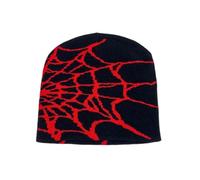 WANGQIQI Cappello Unisex Spider-Web Jacquard Maglia Beanie, Caldo Gotico Y2k Street cap, Versatile Invernale per Indossare Ogni Giorno All'aperto