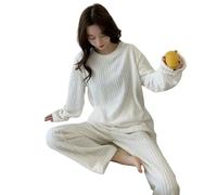 WANGQIQI Pigiama da Donna Invernale E Vestiti per La Casa in Abiti Pigiami di Caldi Autunno Inverno Spesse Casa-Bianco-Una Taglia 40-70 kg
