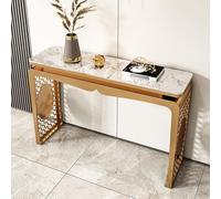 WANGRUIERHA Consolle Ingresso Rettangolare, Mobile Dietro Divano, con Struttura in Metallo Spazzolato Placcato Oro, Adatta per Corridoi, Camere da Letto, Soggiorni(140x35x80cm/55x14x31in)