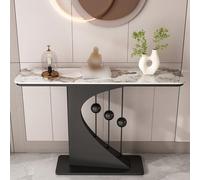 WANGRUIERHA Consolle Moderna con Base, Consolle Ingresso con Piano in Marmo, Tavolo Stretto e Lungo per L'ingresso, Adatto per Atri, Ingressi, Corridoi e Soggiorni(Black,150x30x80cm/59x12x31in)