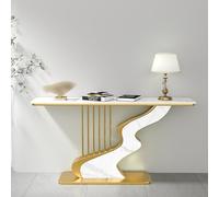 WANGRUIERHA Consolle Moderna, con Piano in Ardesia, Consolle Ingresso di Lusso, Stretto e Lungo, Adatto per Soggiorno, Ingresso, Corridoio, Arredamento per la casa(Gold,150x30x80cm/59x12x31in)