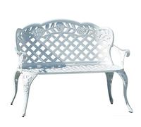 WANGRUIERHA Panchina da Giardino da 108 Cm per Esterni, Panchina da Esterno in Alluminio Pressofuso, per 2 Persone, Adatte a Parchi, Spazi Esperienziali e Hall(White)