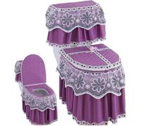 WANGSHAOWEI Copri Tavoletta WC Cuscino for WC con Cerniera 3 Pezzi Tappetino for for stagionale Universale Copertura in Pizzo Stile Gonna Grande for Sgabello(Color-06)