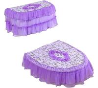 WANGSHAOWEI Copri Tavoletta WC Cuscino for WC con Cerniera Coprisedile for in Tessuto di Pizzo Set da 3 Pezzi ad Anello for Bagno a Forma U(Color-18)