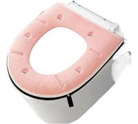 WANGSHAOWEI Copri Tavoletta WC Cuscino for WC con Cerniera Modello Pesca Tappetino for Ispessito Copertura Ricamata Impermeabile Universale for Sedile di casa Quattro Stagioni(Pink)