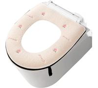 WANGSHAOWEI Copri Tavoletta WC Cuscino for WC con Cerniera Modello Pesca Tappetino for Ispessito Copertura Ricamata Impermeabile Universale for Sedile di casa Quattro Stagioni(Beige)