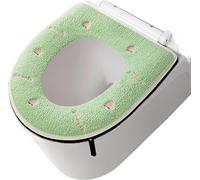 WANGSHAOWEI Copri Tavoletta WC Cuscino for WC con Cerniera Modello Pesca Tappetino for Ispessito Copertura Ricamata Impermeabile Universale for Sedile di casa Quattro Stagioni(Green)