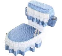 WANGSHAOWEI Copri Tavoletta WC Cuscino for WC con Cerniera Set di tappetini for in Tre Pezzi Fodera for Cuscino Universale for Tutte Le Stagioni in Pizzo Uso Domestico Invernale(Color-10)