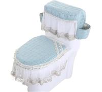 WANGSHAOWEI Copri Tavoletta WC Cuscino for WC con Cerniera Set di tappetini for in Tre Pezzi Fodera for Cuscino Universale for Tutte Le Stagioni in Pizzo Uso Domestico Invernale(Color-08)