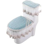 WANGSHAOWEI Copri Tavoletta WC Cuscino for WC con Cerniera Set di tappetini for in Tre Pezzi Fodera for Cuscino Universale for Tutte Le Stagioni in Pizzo Uso Domestico Invernale(Color-02)