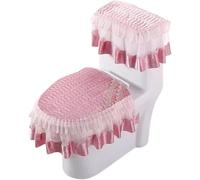 WANGSHAOWEI Copri Tavoletta WC Cuscino for WC con Cerniera Set di tappetini for in Tre Pezzi Fodera for Cuscino Universale for Tutte Le Stagioni in Pizzo Uso Domestico Invernale(Color-05)