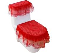 WANGSHAOWEI Copri Tavoletta WC Cuscino for WC con Cerniera Set di tappetini for in Tre Pezzi Fodera for Cuscino Universale for Tutte Le Stagioni in Pizzo Uso Domestico Invernale(Color-18)