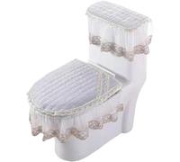 WANGSHAOWEI Copri Tavoletta WC Cuscino for WC con Cerniera Set di tappetini for in Tre Pezzi Fodera for Cuscino Universale for Tutte Le Stagioni in Pizzo Uso Domestico Invernale(Color-01)