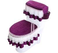 WANGSHAOWEI Copri Tavoletta WC Cuscino for WC con Cerniera Set di tappetini for in Tre Pezzi Fodera for Cuscino Universale for Tutte Le Stagioni in Pizzo Uso Domestico Invernale(Color-12)