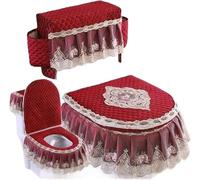 WANGSHAOWEI Copri Tavoletta WC Cuscino for WC con Cerniera Tipo di Cuscino for Bordo Verticale Set Tre Pezzi a Forma U Gonna Orlo in Pizzo Coperture Invernali for la casa(Color-20)