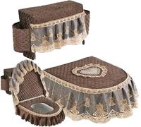 WANGSHAOWEI Copri Tavoletta WC Cuscino for WC con Cerniera Tipo di Cuscino for Bordo Verticale Set Tre Pezzi a Forma U Gonna Orlo in Pizzo Coperture Invernali for la casa(Color-06)