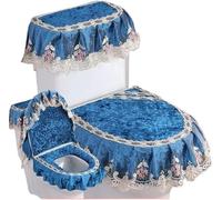 WANGSHAOWEI Copri Tavoletta WC Cuscino for WC con Cerniera Tipo di Cuscino for Bordo Verticale Set Tre Pezzi a Forma U Gonna Orlo in Pizzo Coperture Invernali for la casa(Color-14)