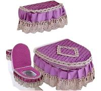 WANGSHAOWEI Copri Tavoletta WC Cuscino for WC con Cerniera Tipo di Cuscino for Bordo Verticale Set Tre Pezzi a Forma U Gonna Orlo in Pizzo Coperture Invernali for la casa(Color-01)