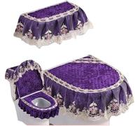 WANGSHAOWEI Copri Tavoletta WC Cuscino for WC con Cerniera Tipo di Cuscino for Bordo Verticale Set Tre Pezzi a Forma U Gonna Orlo in Pizzo Coperture Invernali for la casa(Color-11)