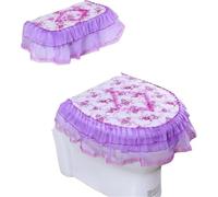 WANGSHAOWEI Copri Tavoletta WC Tipo di Cerniera Cuscino for Toilette Sedile for WC da Bagno in Pizzo Copri Serbatoio dell'Acqua Set Imbottitura Superiore in Tre Pezzi(Color-02)