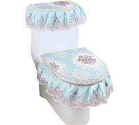 WANGSHAOWEI Copri Tavoletta WC Tipo di Cerniera Cuscino for Toilette Set Tre Pezzi for in Pizzo Cerniera Antiscivolo in Velluto Dorato Copertura for Sgabello a Forma U for Uso Domestico(Color-10)
