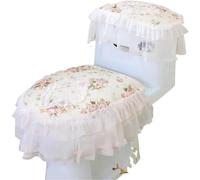 WANGSHAOWEI Copri Tavoletta WC Tipo di Cerniera Cuscino for Toilette Set Tre Pezzi for in Pizzo Cerniera Antiscivolo in Velluto Dorato Copertura for Sgabello a Forma U for Uso Domestico(Color-02)