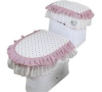WANGSHAOWEI Copri Tavoletta WC Tipo di Cerniera Cuscino for Toilette Set Tre Pezzi for in Pizzo Cerniera Antiscivolo in Velluto Dorato Copertura for Sgabello a Forma U for Uso Domestico(Color-05)