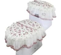 WANGSHAOWEI Copri Tavoletta WC Tipo di Cerniera Cuscino for Toilette Set Tre Pezzi for in Pizzo Cerniera Antiscivolo in Velluto Dorato Copertura for Sgabello a Forma U for Uso Domestico(Color-03)