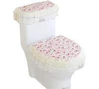 WANGSHAOWEI Copri Tavoletta WC Tipo di Cerniera Cuscino for Toilette Set Tre Pezzi for in Pizzo Cerniera Antiscivolo in Velluto Dorato Copertura for Sgabello a Forma U for Uso Domestico(Color-07)