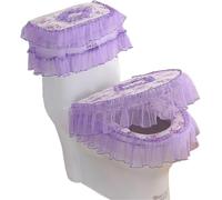 WANGSHAOWEI Copri Tavoletta WC Tipo di Cerniera Cuscino for Toilette Set Tre Pezzi for in Pizzo Cerniera Antiscivolo in Velluto Dorato Copertura for Sgabello a Forma U for Uso Domestico(Color-01)