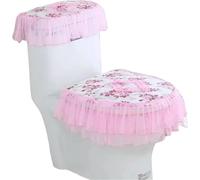 WANGSHAOWEI Copri Tavoletta WC Tipo di Cerniera Cuscino for Toilette Set Tre Pezzi for in Pizzo Cerniera Antiscivolo in Velluto Dorato Copertura for Sgabello a Forma U for Uso Domestico(Color-04)