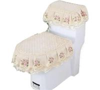 WANGSHAOWEI Copri Tavoletta WC Tipo di Cerniera Cuscino for Toilette Set Tre Pezzi for in Pizzo Cerniera Antiscivolo in Velluto Dorato Copertura for Sgabello a Forma U for Uso Domestico(Color-11)
