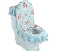 WANGSHAOWEI Copri Tavoletta WC Tipo di Cerniera Cuscino for Toilette Set Tre Pezzi for in Pizzo Cerniera Antiscivolo in Velluto Dorato Copertura for Sgabello a Forma U for Uso Domestico(Color-09)
