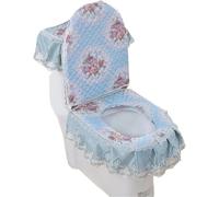 WANGSHAOWEI Copri Tavoletta WC Tipo di Cerniera Cuscino for Toilette Set Tre Pezzi for in Pizzo Cerniera Antiscivolo in Velluto Dorato Copertura for Sgabello a Forma U for Uso Domestico(Color-12)