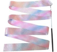 WANGSHAOWEI Nastro Ginnastica Ritmica Bambina Nastri da Danza 2/4M Nastro Ginnastica colorato Multifunzione Ginnastica Ritmica Danza Scintillante for Allenamento di Artistica(Black Wand 2M)