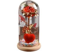 WANGSHAOWEI Rosa Eterna Rosa di Vetro, Rosa for Sempre Fiore Artificiale Copertura in Ornamenti eterni Fatti a Mano Decorazioni San Valentino/Compleanno(Red)