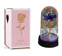 WANGSHAOWEI Rosa Eterna Rosa di Vetro, Rosa for Sempre Fiori Artificiale Fiore eterno con Copertura in Regalo Compleanno Nozze Leggero Ornamenti luminescenza San Valentino(S12)