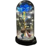 WANGSHAOWEI Rosa Eterna Rosa di Vetro, Rosa for Sempre incantata eterna con Lucine nella Cupola for Il Regalo San Valentino Natale(24)
