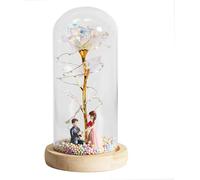 WANGSHAOWEI Rosa Eterna Rosa di Vetro, Rosa for Sempre incantata eterna Fiore in Lamina d'oro 24K con luci a Corda Fata nella Cupola for Il Regalo San Valentino Natale(B01)