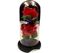 WANGSHAOWEI Rosa Eterna Rosa di Vetro, Rosa for Sempre Rossa eterna in Cupola Fiore Lamina d'oro for San Valentino for la Fidanzata Amante(Red)