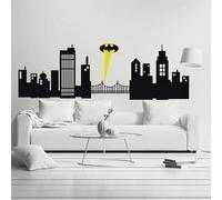 WANGSHUAIS Adesivo da Parete per la casa: Batman City Skyline per la Camera dei Bambini, la Sala Giochi, la Camera da Letto e Altro Ancora, Adesivo da Parete Rimovibile in Vinile 30x75 cm