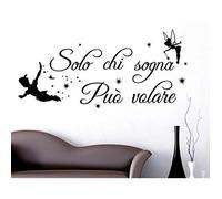 WANGSHUAIS Adesivo da Parete per la casa - Testo Artistico Only Dreamers Can Fly con Elementi Peter Pan, Adatto per Soggiorno, Adesivo da Parete Rimovibile in Vinile per Camera da Letto 100 x 50 cm