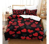 WANGSHUAIS Copripiumino Matrimoniale, Fantasia Cuori Stampati in 3D, Set Completo Letto Matrimoniale in Microfibra con Cerniera, 1 Copripiumino 2 federe cm 50x75cm